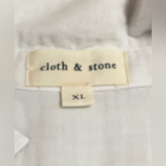 Cloth & Stone White Textured Button-Down Cotton Shirt Size XL Lagenlook Neutral - Picture 2 of 8